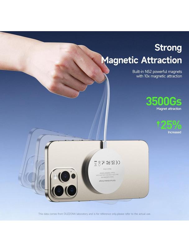 DUZZONA W18 - ładowarka indukcyjna kompatybilna z MagSafe 15W i ładowaniem Qi2 biała