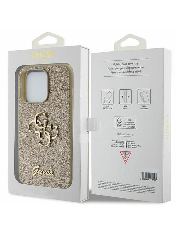 GUESS futerał do IPHONE 15 Pro Max GUHCP15XHG4SGD (Fixed Glitter Big 4G) złoty