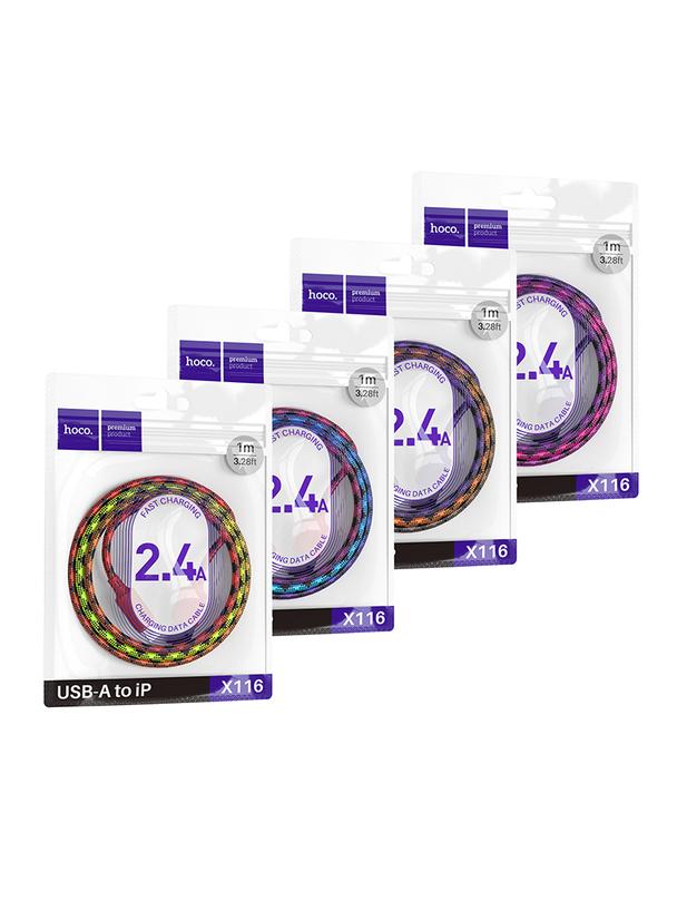 Kabel USB A do Lightning Hoco 2,4A 1 m X116 gradient fioletowy