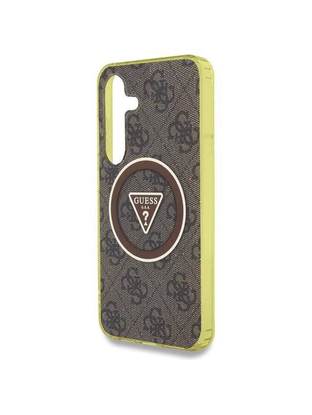GUESS futerał do SAMSUNG S25 GUHMS25SHG4PRTGW (Magnetic IML Metal Glitter 4G Circle Triangle) brązowy