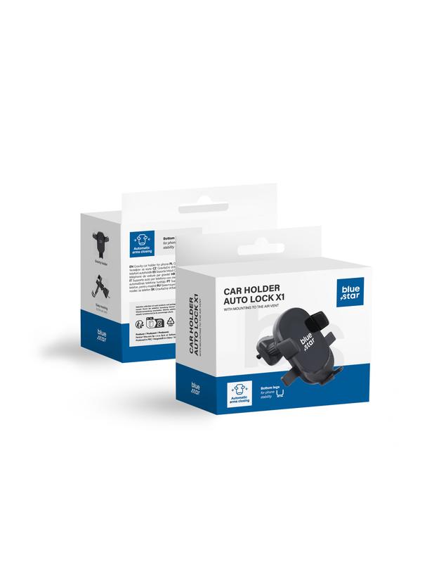 Uchwyt na telefon do samochodu uniwersalny Blue Star Auto Lock X1 do kratki czarny
