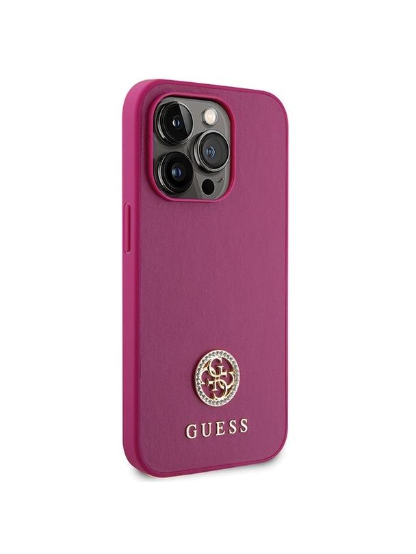 GUESS futerał do IPHONE 15 Pro GUHCP15LPS4DGPP (Strass Metal Logo) różowy
