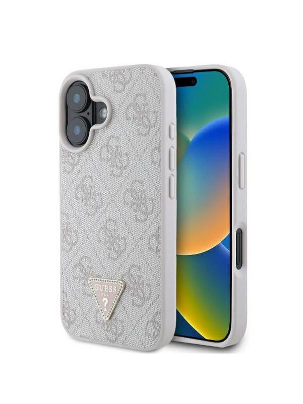 GUESS futerał do IPHONE 16 GUHCP16SP4TDPP (PU Leather 4G Triangle Strass) różowy