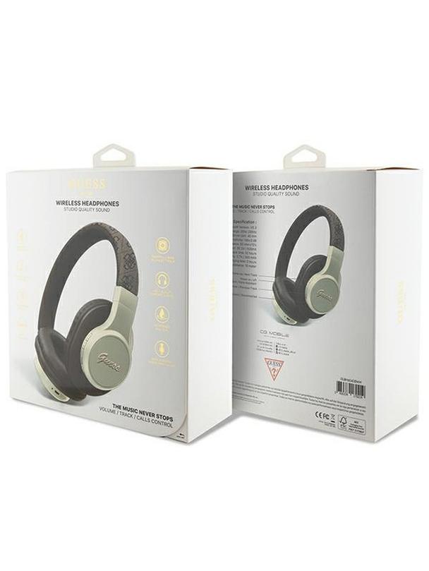 GUESS słuchawki bezprzewodowe bluetooth nauszne GUBH604GEMW (4G Script) brązowe