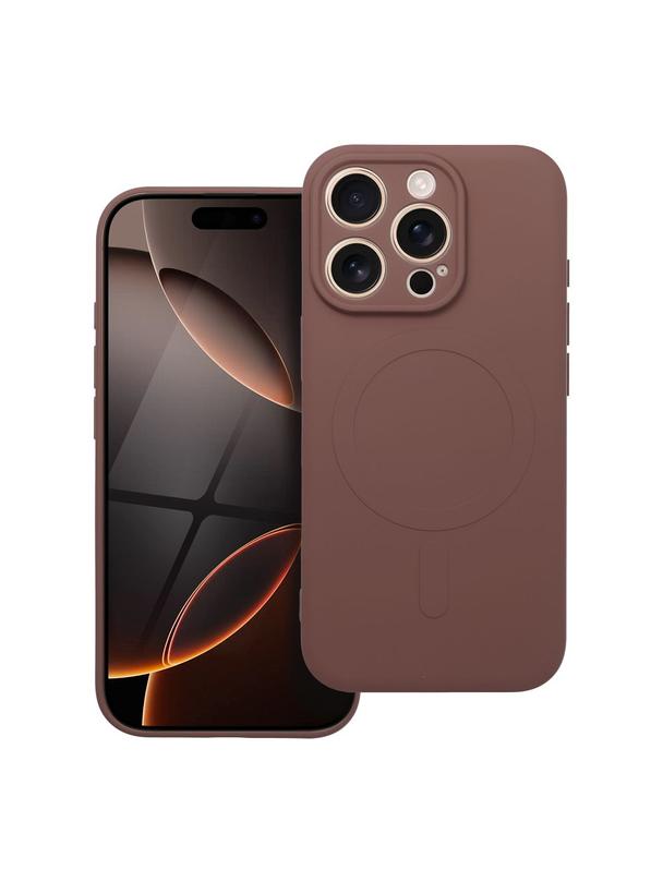 Futerał SILICONE MAG COVER kompatybilny z MagSafe do IPHONE 17 Pro brązowy