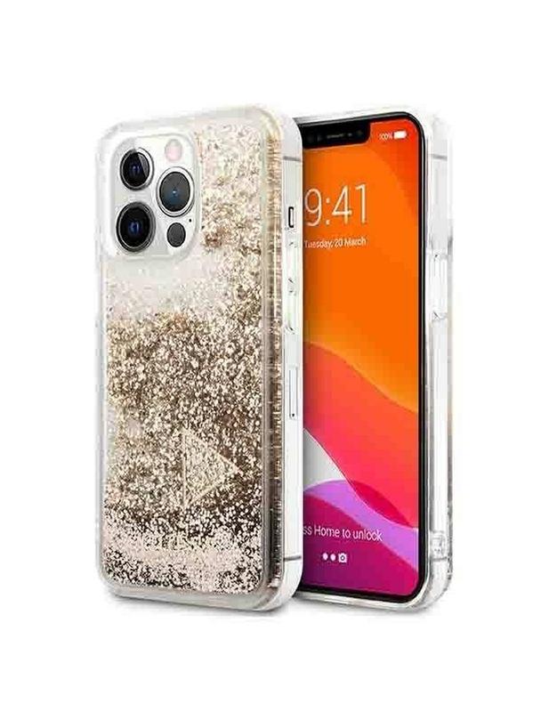 GUESS futerał do IPHONE 14 Pro GUOHCP14LGLHFLGO (Liquide Glitter Charms) złoty