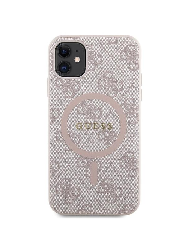 GUESS futerał do IPHONE 11 kompatybliny z MagSafe GUHMN61G4GFRP (4G Ring classic logo) różowy