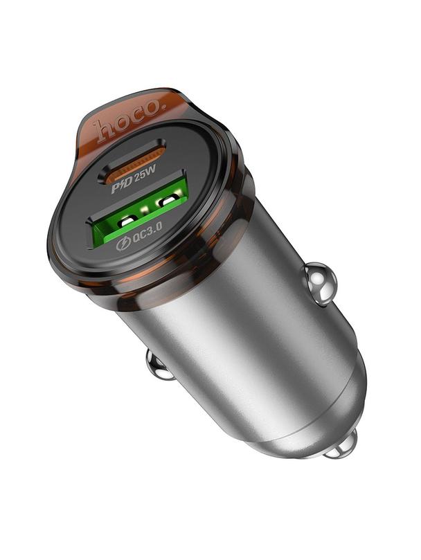 Ładowarka samochodowa Hoco USB A + USB C QC3.0 PD 43W NZ16A szara