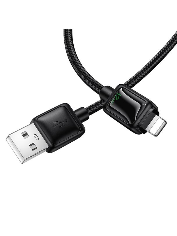 Kabel USB A do Lightning Hoco 2,4A 1,2 m z LCD U146 czarny