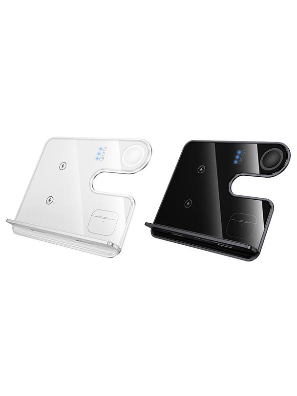 Ładowarka indukcyjna Hoco 3w1 15W zgodna z MagSafe i Apple Watch 15W CQ19 srebrna