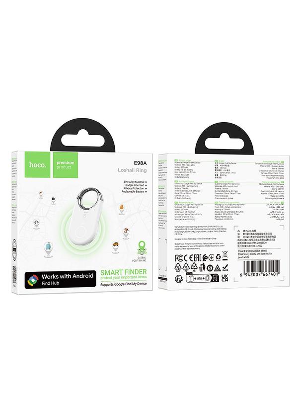 Lokalizator zgodny z Google Find My Device Hoco E98A biały