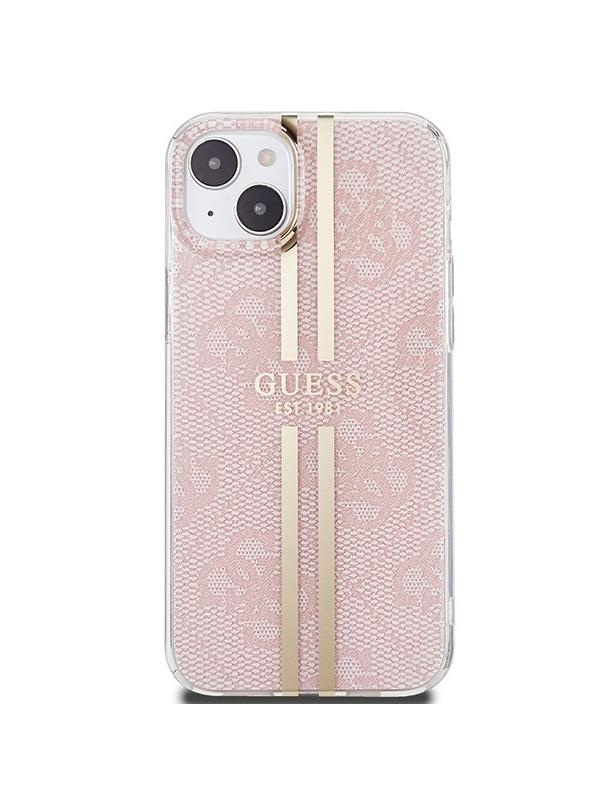 GUESS futerał do IPHONE 15 GUHCP15SH4PSEGP (4G Gold Stripe) różowy