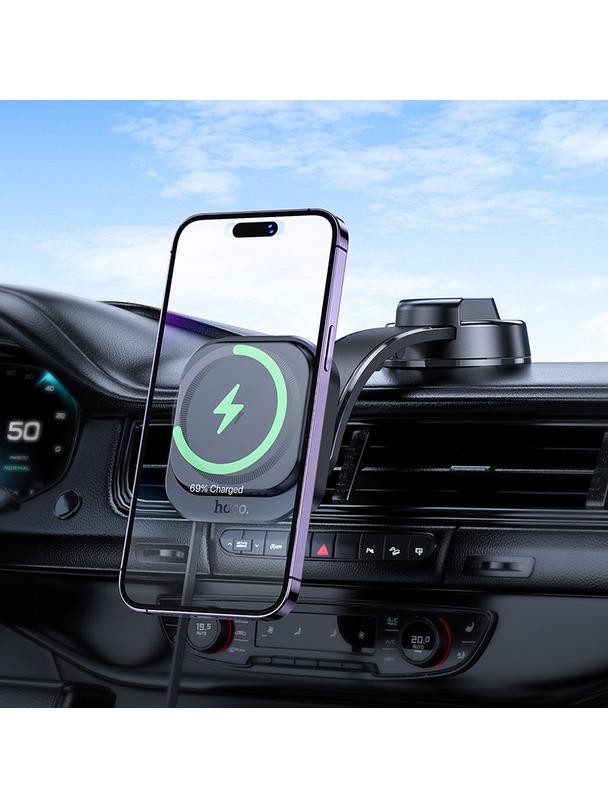 Uchwyt na telefon do samochodu magnetyczny zgodny z MagSafe Hoco do deski HW24 czarny