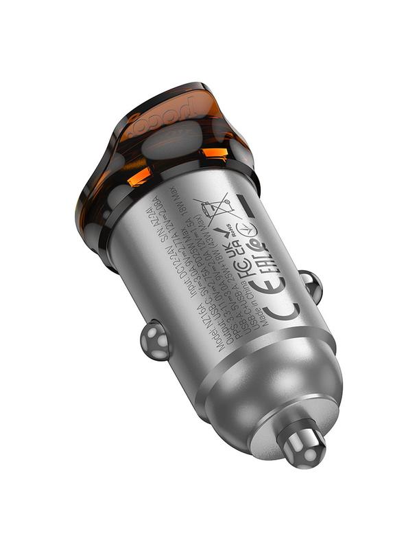 Ładowarka samochodowa Hoco USB A + USB C QC3.0 PD 43W NZ16A szara