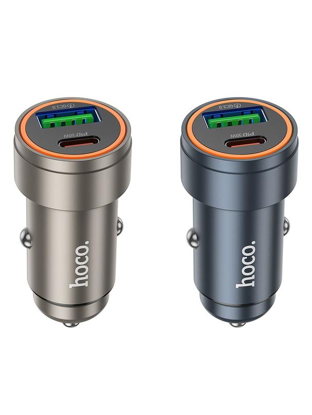 Ładowarka samochodowa Hoco USB A + USB C QC3.0 PD 3A 30W Z57A szara