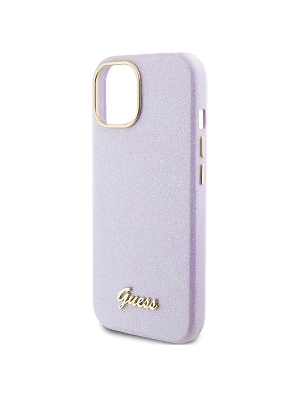 GUESS futerał do IPHONE 13 / 14 / 15 GUHCP15SPGMCSL (Glitter Glossy Script) liliowy