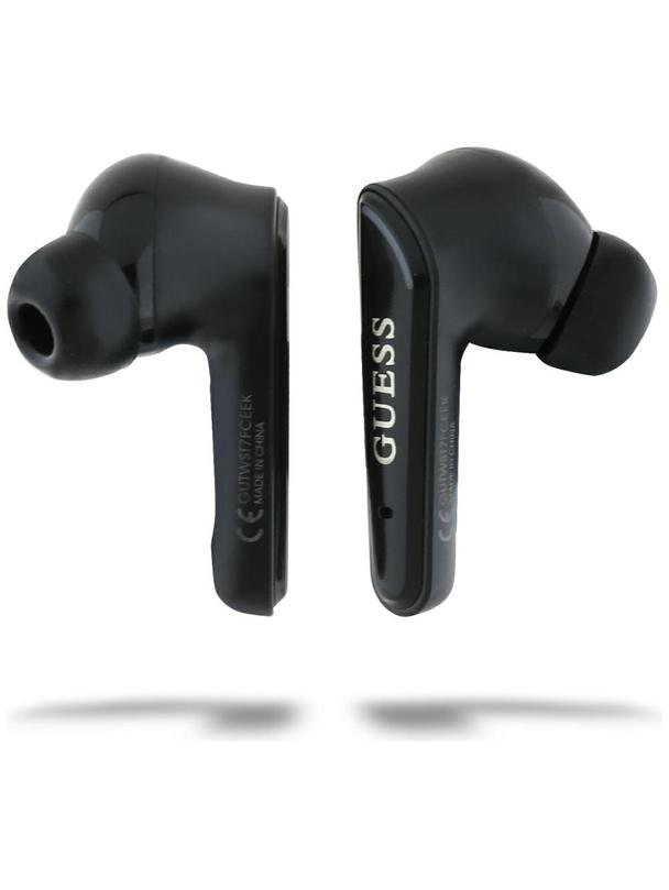 Słuchawki bezprzewodowe douszne Guess TWS Flat Classic Logo Electroplated czarne