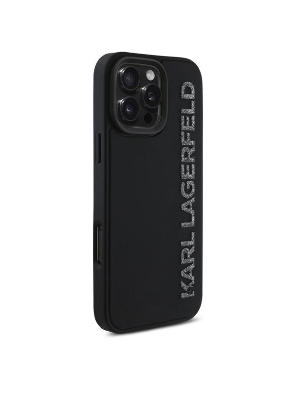 KARL LAGERFELD futerał do IPHONE 16 Pro KLHCP16LRBKGVCK (3D Rubber Elongated Glitter) czarny