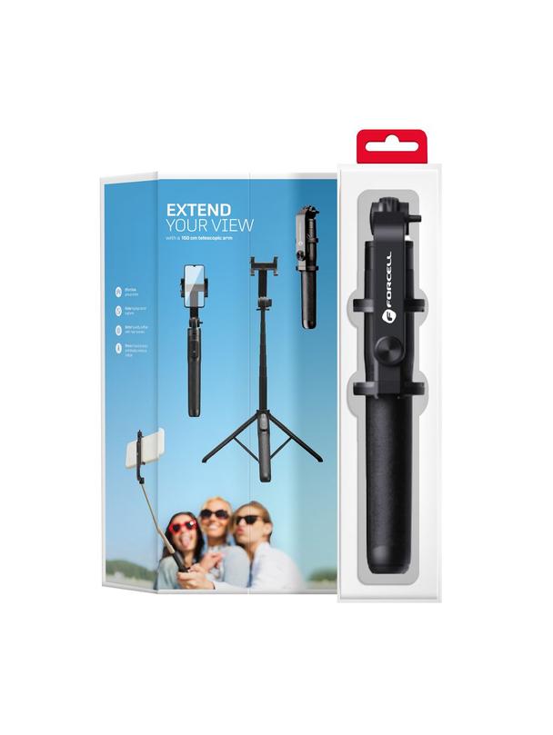 Selfie stick Forcell F-Grip S150XL tripod z pilotem bezprzewodowym czarny 0INT