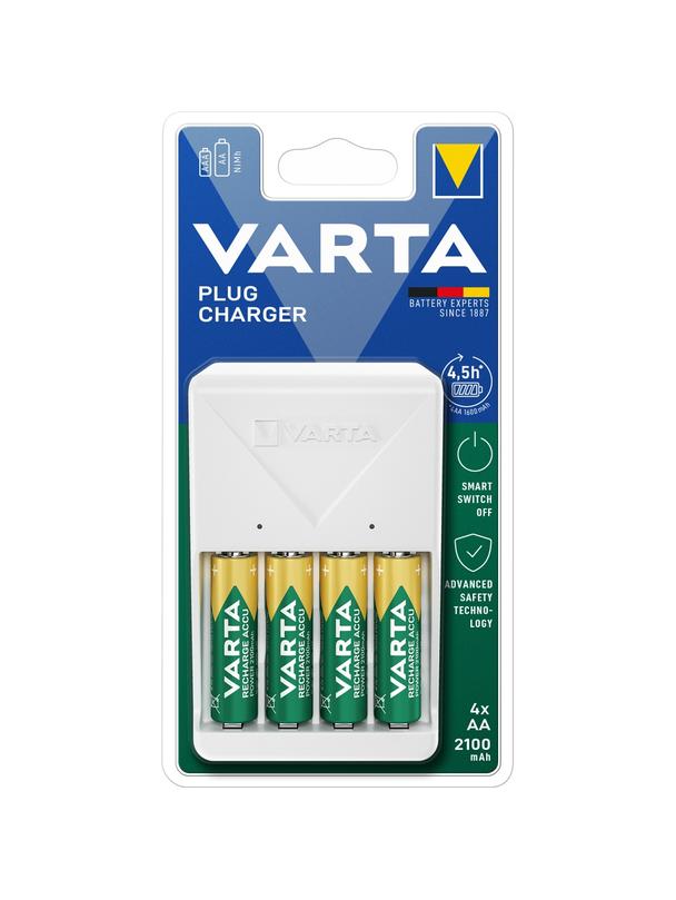 VARTA ładowarka PLUG CHARGER 57657 + 4 x bateria akumulatorowa R6 (AA) 2100mAh