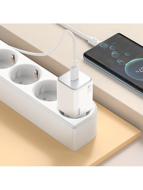 Ładowarka sieciowa do telefonu Hoco USB C QC PD 20W N40 biała