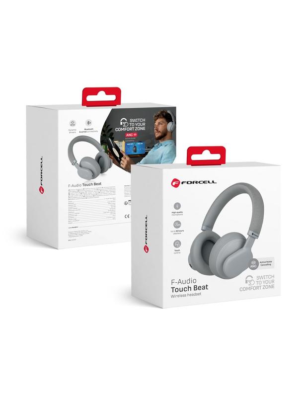 Słuchawki bezprzewodowe nauszne Forcell F-Audio Touch Beat ANC szare