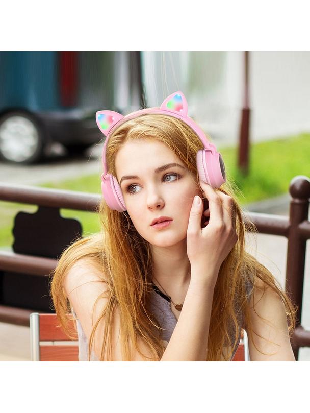 Słuchawki bezprzewodowe nauszne Hoco W27 Kocie Uszy różowe