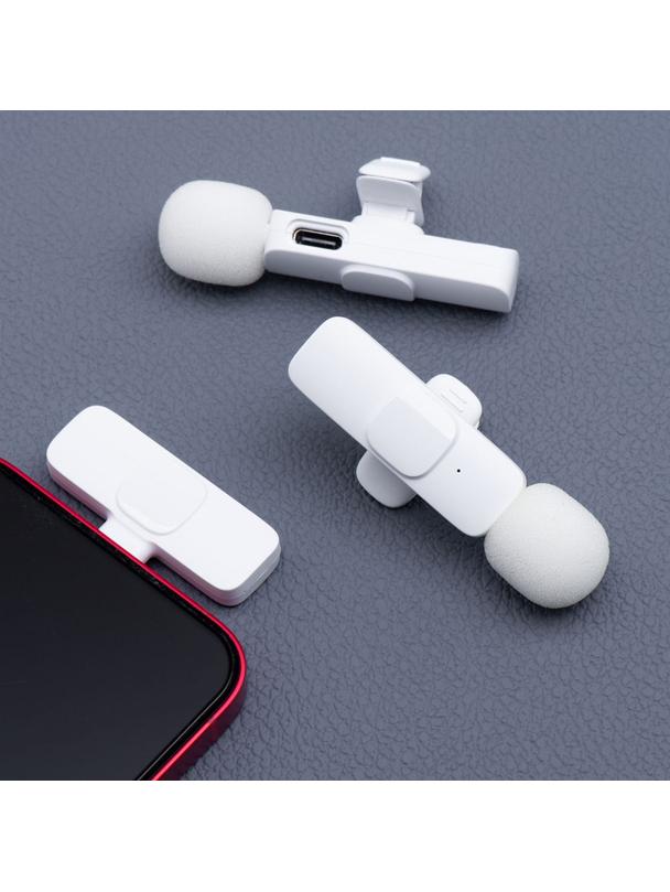 Mikrofon krawatowy bezprzewodowy Lightning podwójny (2 w zestawie) K1 biały