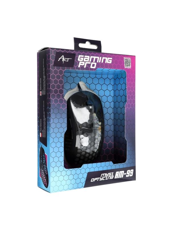 ART myszka komputerowa przewodowa USB A 6400 dpi podświetlana AM-99 czarna