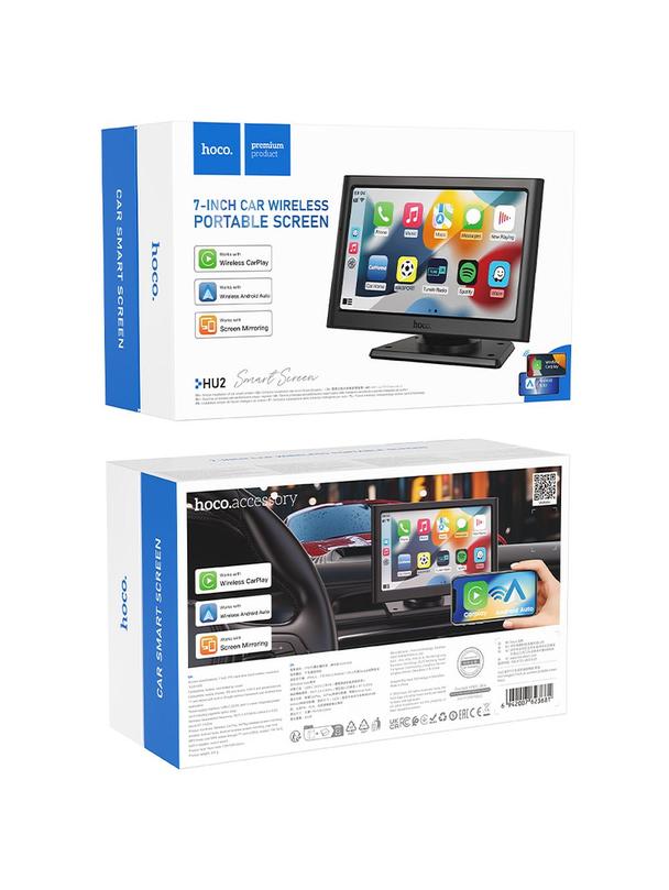 Przenośny bezprzewodowy ekran samochodowy Hoco 7" HU2 czarny