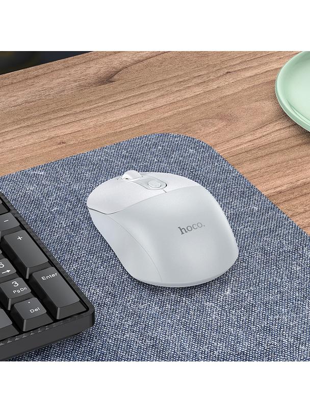 Myszka bezprzewodowa Hoco 2.4G 1600 dpi GM28 biało szara