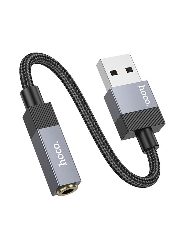 Adapter AUX USB A (męski) do Jack 3,5 mm (żeński) Hoco UPA32D czarny