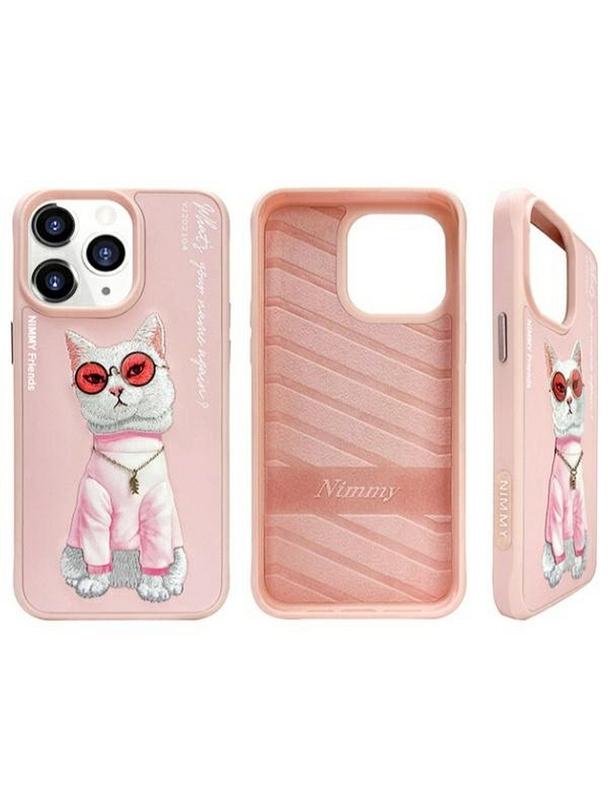 NIMMY futerał GLASSES COOL CAT do IPHONE 15 Pro różowy