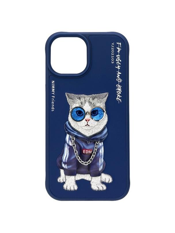 NIMMY futerał GLASSES COOL CAT do IPHONE 15 niebieski