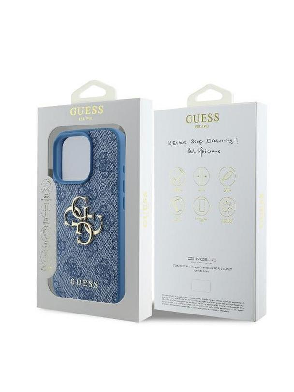 GUESS futerał do IPHONE 16 Pro Max GUHCP16X4GMGBL (4G PU Big Logo) niebieski
