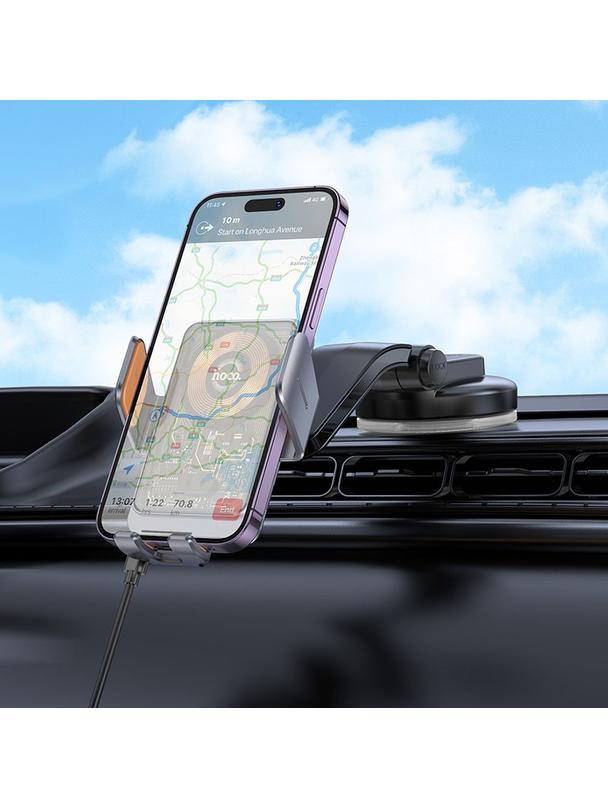 Uchwyt na telefon do samochodu indukcyjny Hoco 15 W do szyby / deski HW8 czarny