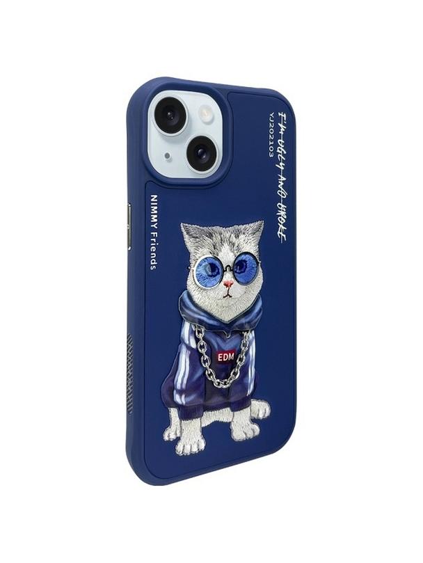 NIMMY futerał GLASSES COOL CAT do IPHONE 15 niebieski