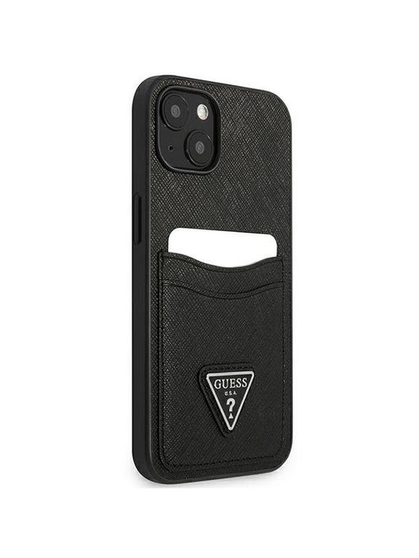 GUESS futerał do IPHONE 13 Mini GUHCP13SPSATPK (Saffiano Double Card Triangle) czarny