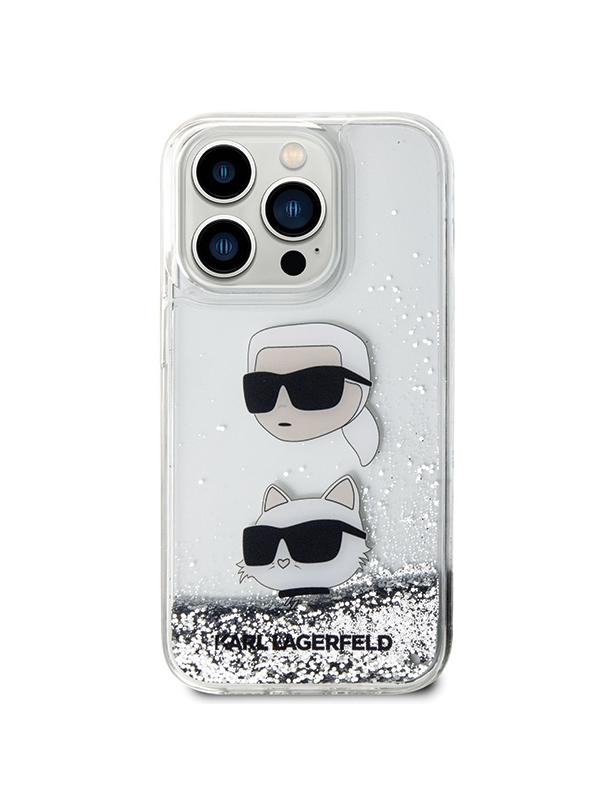 KARL LAGERFELD futerał do IPHONE 14 Pro KLHCP14LLDHKCNS (Liquid Glitter KC) biały
