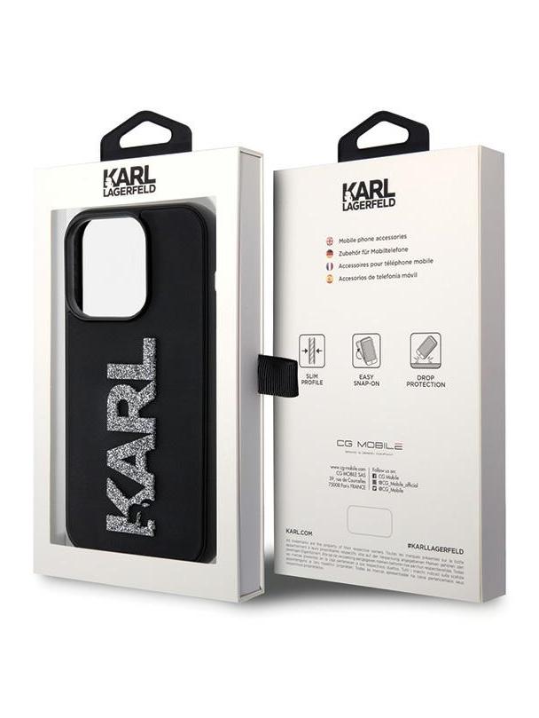 KARL LAGERFELD futerał do IPHONE 15 Pro KLHCP15L3DMBKCK (3D Logo Glitter) czarny