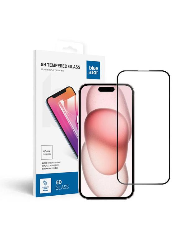 Szkło hartowane do iPhone 15 / 16 (full glue) Blue Star 5D czarne