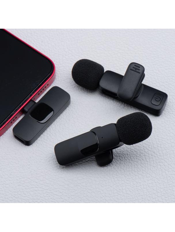 Mikrofon krawatowy bezprzewodowy Lightning podwójny (2 w zestawie) K1 czarny