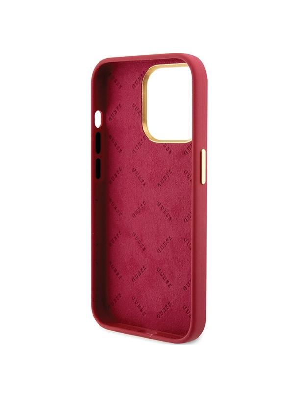 GUESS futerał do IPHONE 15 Pro GUHCP15LSMBSLM (Silicone Script Metal Logo & Frame) magenta