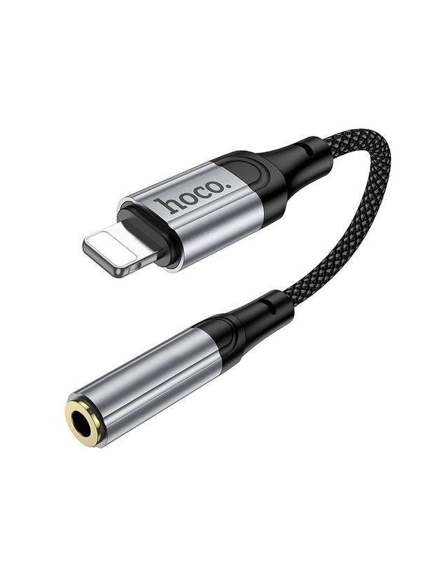Adapter AUX Lightning do Jack 3,5 mm Hoco 0,12 m LS36A szary