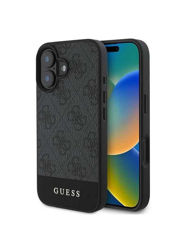 GUESS futerał do IPHONE 16 Plus GUHCP16MG4GLGR (PC/TPU 4G PU Bottom Stripe) szary