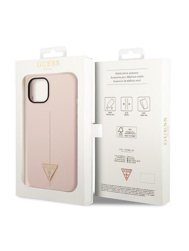 GUESS futerał do IPHONE 13 / 14 / 15 GUHCP14SSLTGP (Silicone Triangle) różowy