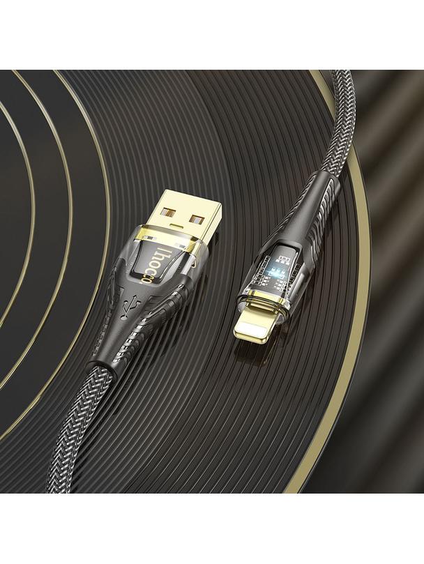 Kabel USB A do Lightning Hoco 2,4A 1,2 m U121 czarny transparentny