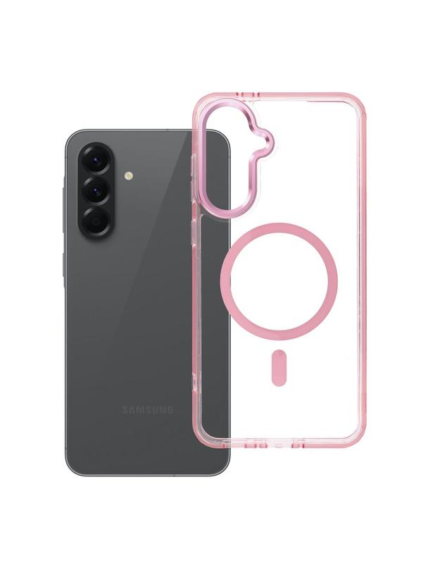Futerał FRAME CLEAR HYBRID MAG COVER kompatybilny z MagSafe do SAMSUNG A56 pudrowy róż