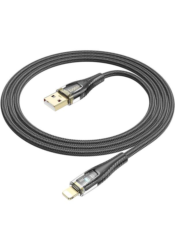 Kabel USB A do Lightning Hoco 2,4A 1,2 m U121 czarny transparentny