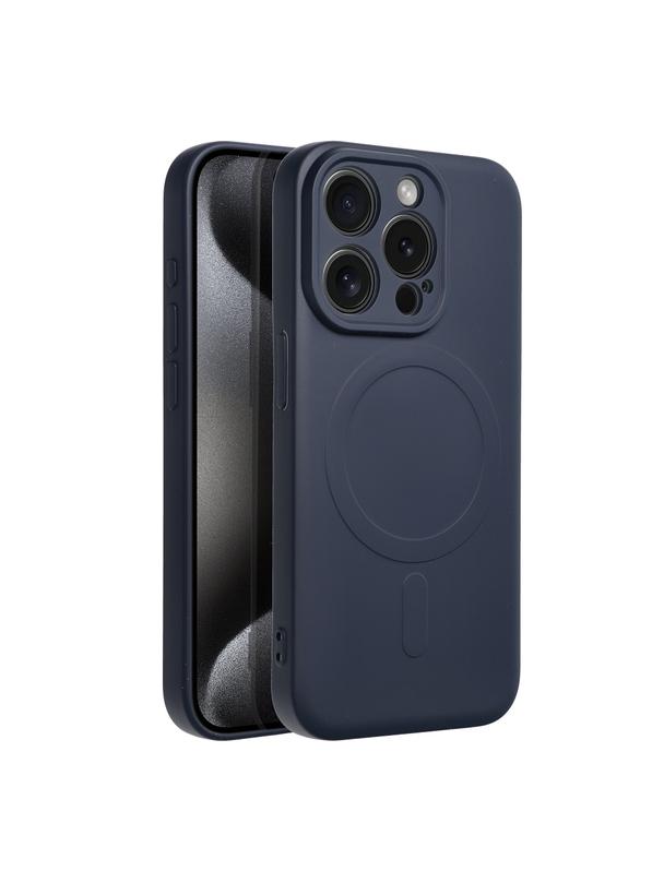 Futerał SILICONE MAG COVER kompatybilny z MagSafe do IPHONE 15 Pro tytanowy niebieski